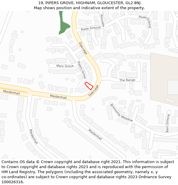 19, PIPERS GROVE, HIGHNAM, GLOUCESTER, GL2 8NJ: Location map and indicative extent of plot