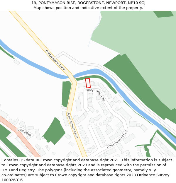 19, PONTYMASON RISE, ROGERSTONE, NEWPORT, NP10 9GJ: Location map and indicative extent of plot