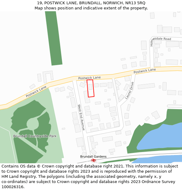 19, POSTWICK LANE, BRUNDALL, NORWICH, NR13 5RQ: Location map and indicative extent of plot