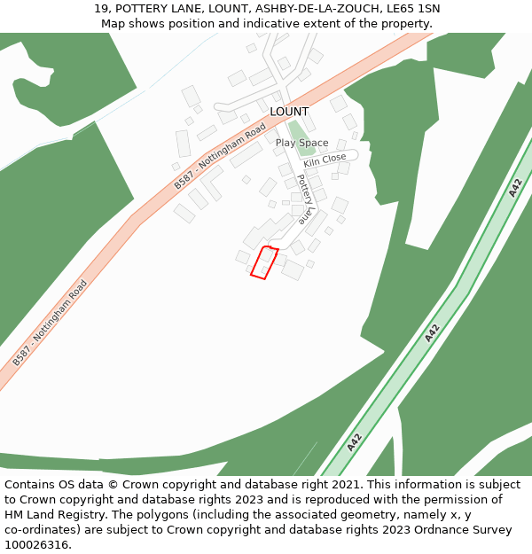 19, POTTERY LANE, LOUNT, ASHBY-DE-LA-ZOUCH, LE65 1SN: Location map and indicative extent of plot