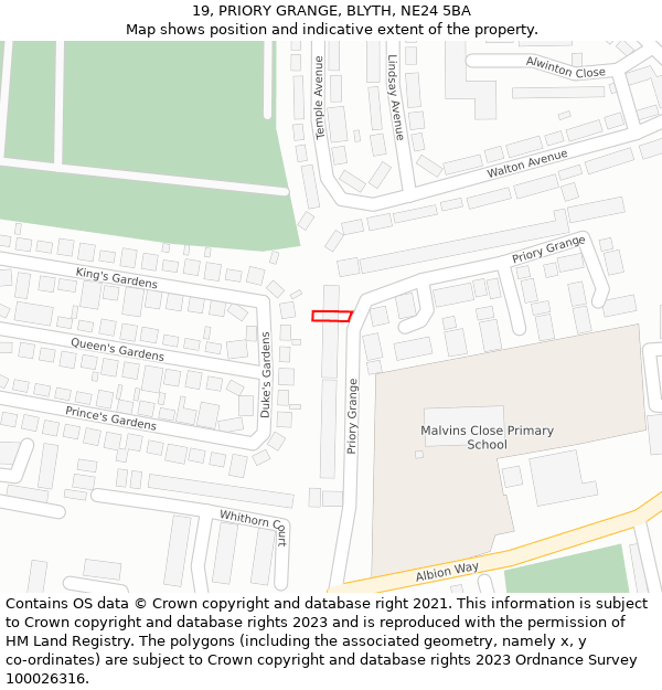 19, PRIORY GRANGE, BLYTH, NE24 5BA: Location map and indicative extent of plot