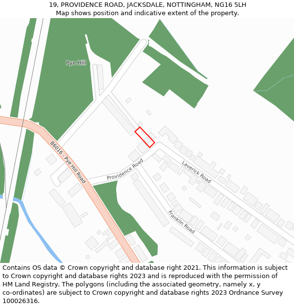 19, PROVIDENCE ROAD, JACKSDALE, NOTTINGHAM, NG16 5LH: Location map and indicative extent of plot