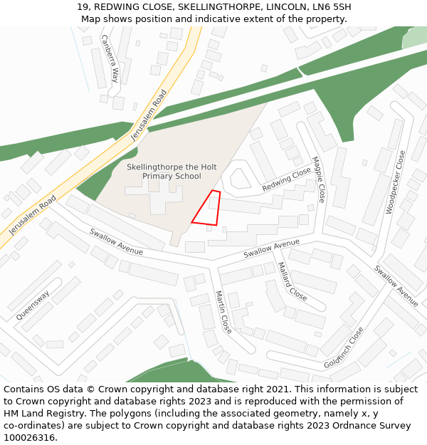 19, REDWING CLOSE, SKELLINGTHORPE, LINCOLN, LN6 5SH: Location map and indicative extent of plot