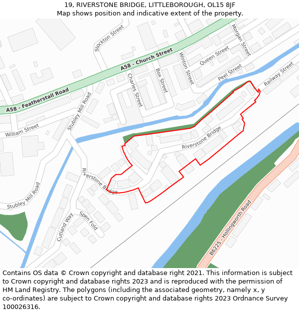 19, RIVERSTONE BRIDGE, LITTLEBOROUGH, OL15 8JF: Location map and indicative extent of plot