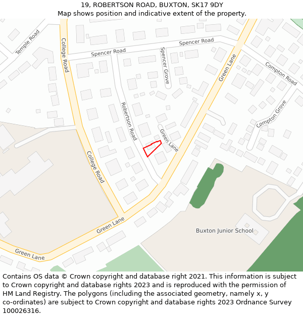 19, ROBERTSON ROAD, BUXTON, SK17 9DY: Location map and indicative extent of plot