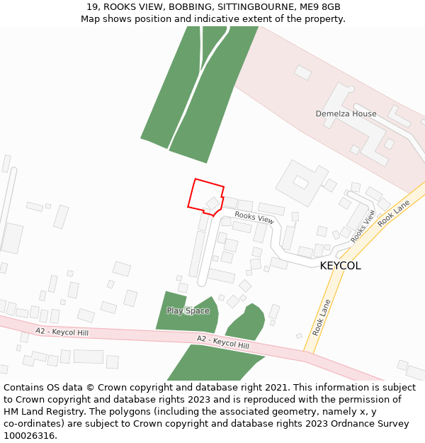 19, ROOKS VIEW, BOBBING, SITTINGBOURNE, ME9 8GB: Location map and indicative extent of plot