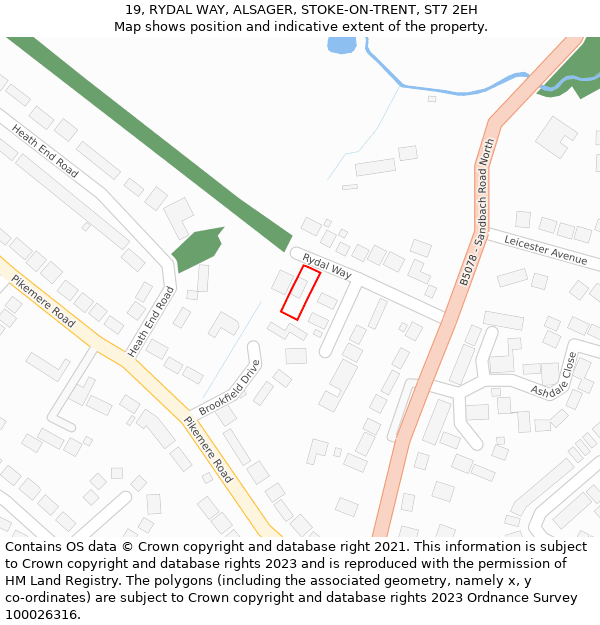 19, RYDAL WAY, ALSAGER, STOKE-ON-TRENT, ST7 2EH: Location map and indicative extent of plot