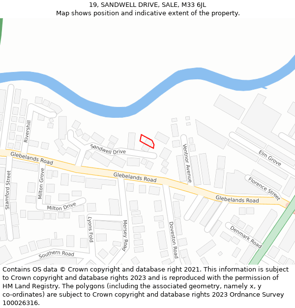 19, SANDWELL DRIVE, SALE, M33 6JL: Location map and indicative extent of plot