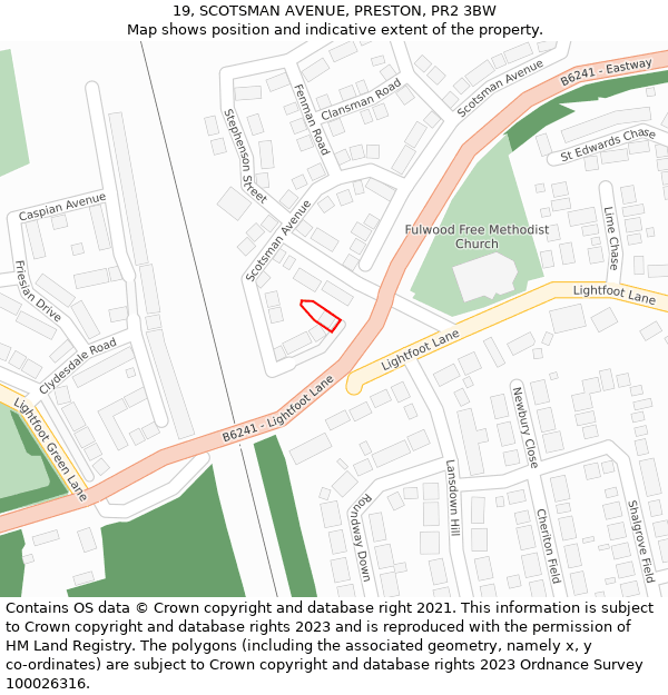 19, SCOTSMAN AVENUE, PRESTON, PR2 3BW: Location map and indicative extent of plot