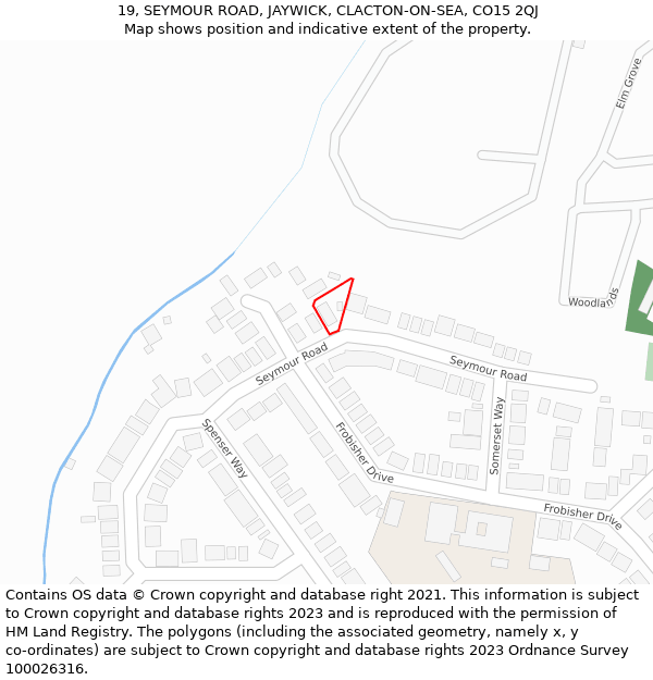 19, SEYMOUR ROAD, JAYWICK, CLACTON-ON-SEA, CO15 2QJ: Location map and indicative extent of plot