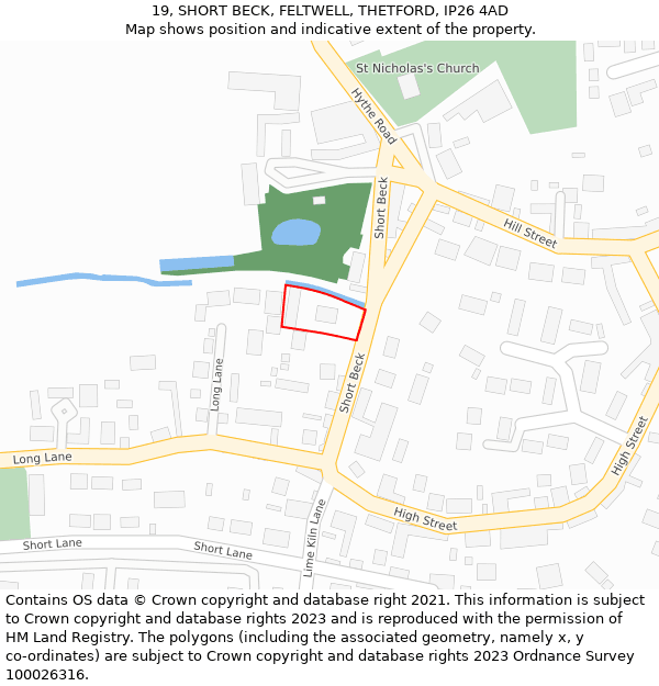 19, SHORT BECK, FELTWELL, THETFORD, IP26 4AD: Location map and indicative extent of plot