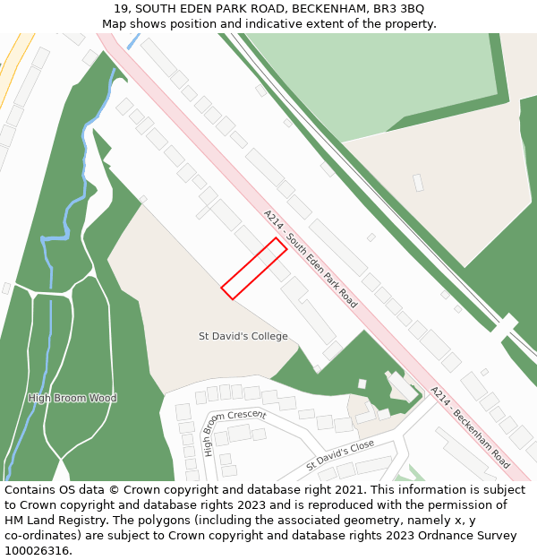 19, SOUTH EDEN PARK ROAD, BECKENHAM, BR3 3BQ: Location map and indicative extent of plot
