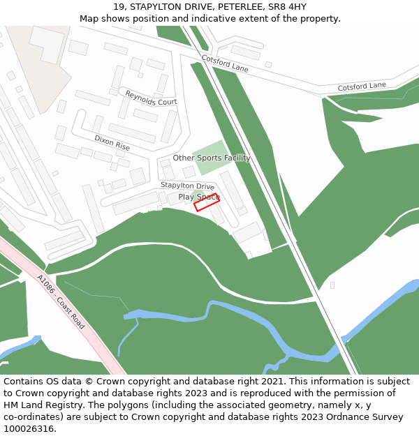 19, STAPYLTON DRIVE, PETERLEE, SR8 4HY: Location map and indicative extent of plot