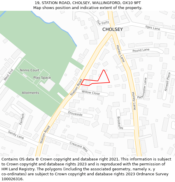 19, STATION ROAD, CHOLSEY, WALLINGFORD, OX10 9PT: Location map and indicative extent of plot