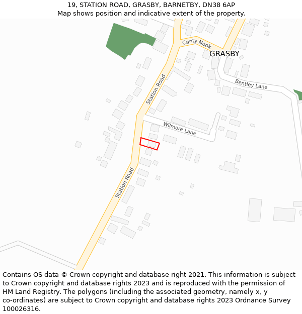 19, STATION ROAD, GRASBY, BARNETBY, DN38 6AP: Location map and indicative extent of plot