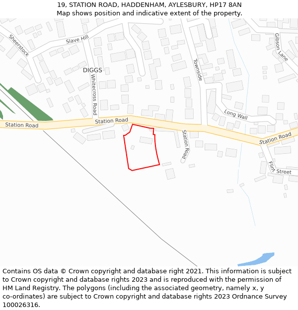19, STATION ROAD, HADDENHAM, AYLESBURY, HP17 8AN: Location map and indicative extent of plot