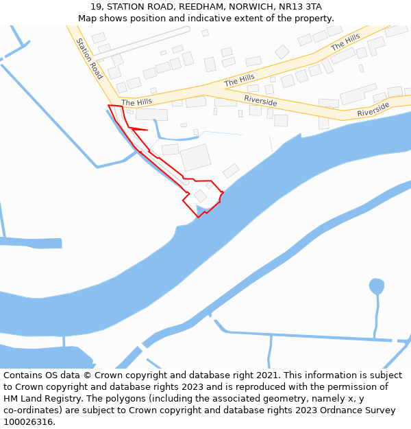 19, STATION ROAD, REEDHAM, NORWICH, NR13 3TA: Location map and indicative extent of plot