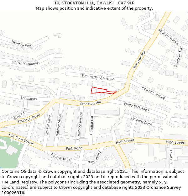 19, STOCKTON HILL, DAWLISH, EX7 9LP: Location map and indicative extent of plot