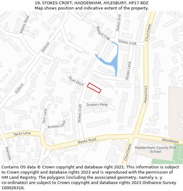 19, STOKES CROFT, HADDENHAM, AYLESBURY, HP17 8DZ: Location map and indicative extent of plot