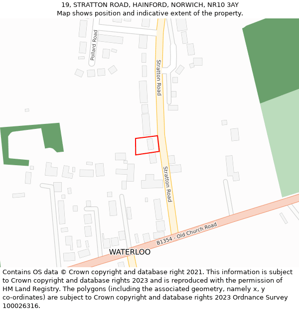 19, STRATTON ROAD, HAINFORD, NORWICH, NR10 3AY: Location map and indicative extent of plot