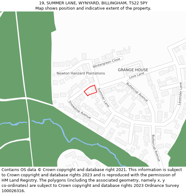 19, SUMMER LANE, WYNYARD, BILLINGHAM, TS22 5PY: Location map and indicative extent of plot