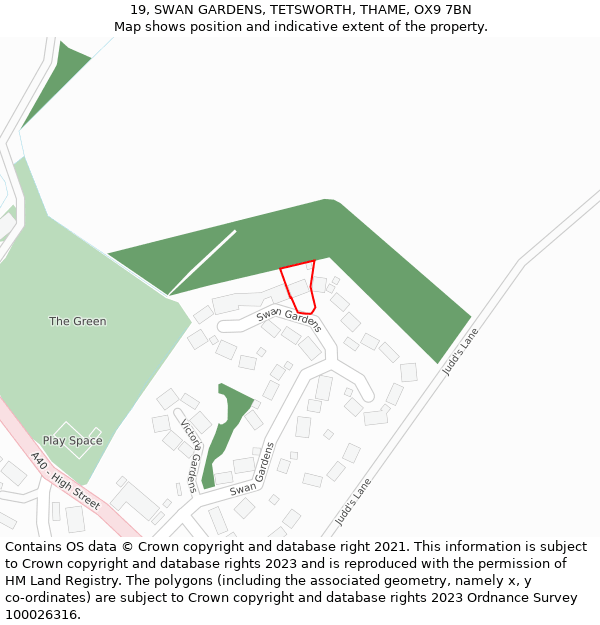 19, SWAN GARDENS, TETSWORTH, THAME, OX9 7BN: Location map and indicative extent of plot