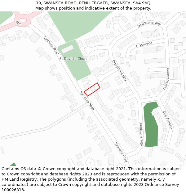 19, SWANSEA ROAD, PENLLERGAER, SWANSEA, SA4 9AQ: Location map and indicative extent of plot