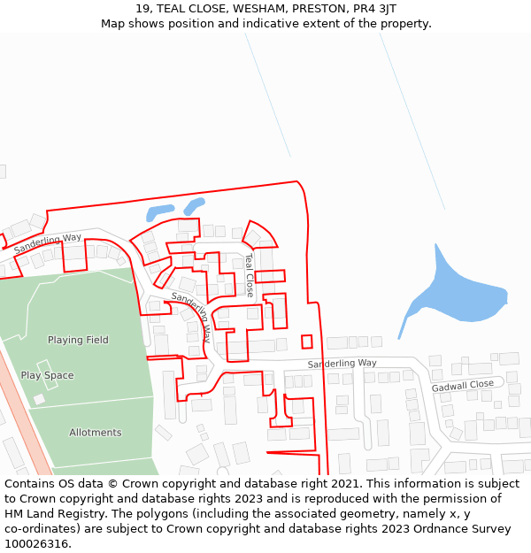 19, TEAL CLOSE, WESHAM, PRESTON, PR4 3JT: Location map and indicative extent of plot