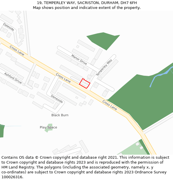 19, TEMPERLEY WAY, SACRISTON, DURHAM, DH7 6FH: Location map and indicative extent of plot