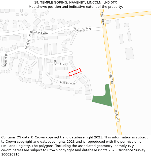 19, TEMPLE GORING, NAVENBY, LINCOLN, LN5 0TX: Location map and indicative extent of plot