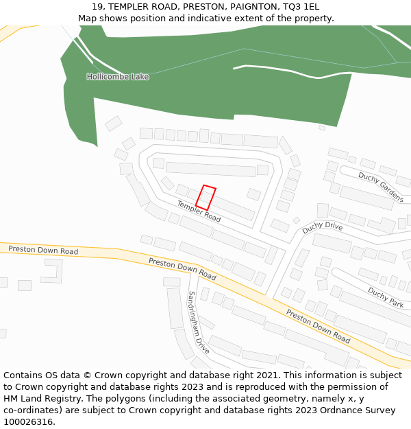 19, TEMPLER ROAD, PRESTON, PAIGNTON, TQ3 1EL: Location map and indicative extent of plot