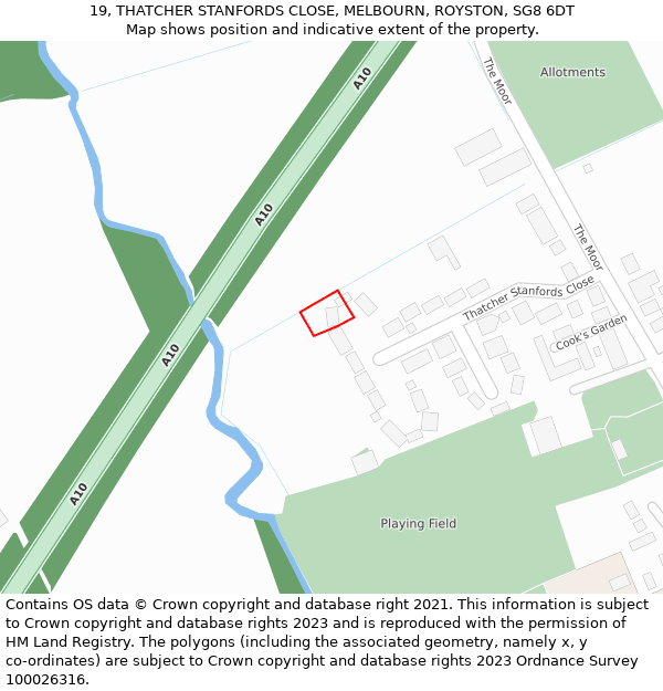 19, THATCHER STANFORDS CLOSE, MELBOURN, ROYSTON, SG8 6DT: Location map and indicative extent of plot