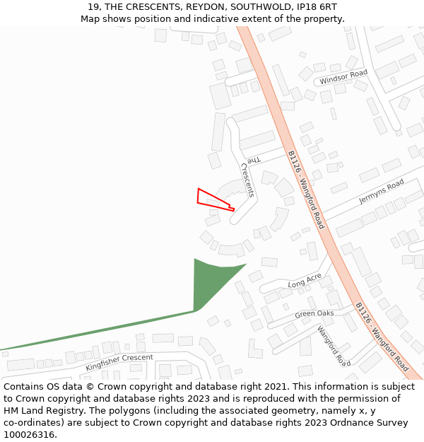 19, THE CRESCENTS, REYDON, SOUTHWOLD, IP18 6RT: Location map and indicative extent of plot