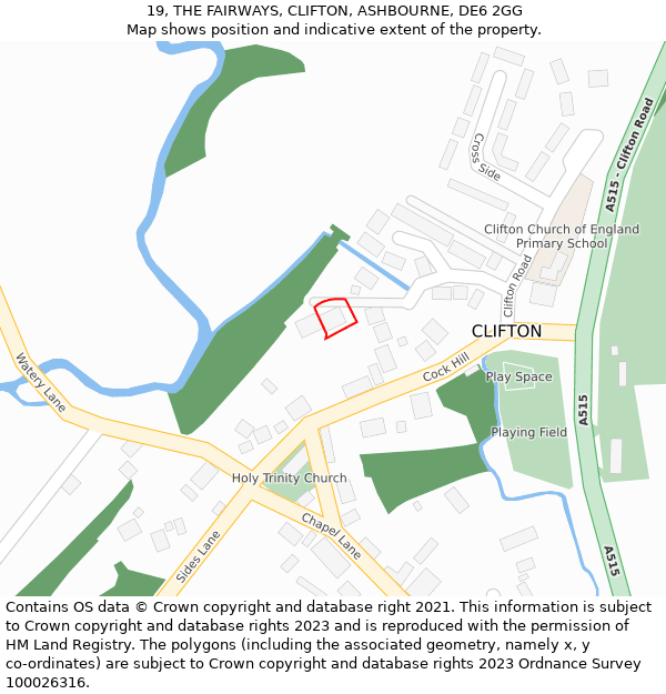 19, THE FAIRWAYS, CLIFTON, ASHBOURNE, DE6 2GG: Location map and indicative extent of plot