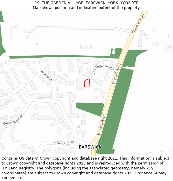 19, THE GARDEN VILLAGE, EARSWICK, YORK, YO32 9TP: Location map and indicative extent of plot