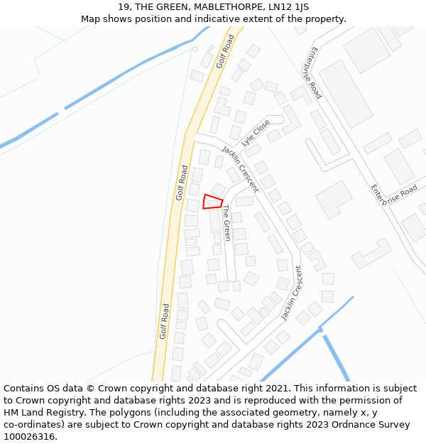 19, THE GREEN, MABLETHORPE, LN12 1JS: Location map and indicative extent of plot