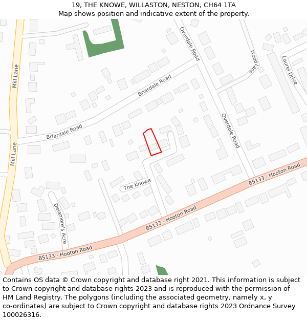 19, THE KNOWE, WILLASTON, NESTON, CH64 1TA: Location map and indicative extent of plot