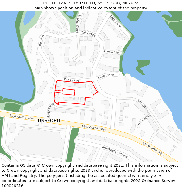 19, THE LAKES, LARKFIELD, AYLESFORD, ME20 6SJ: Location map and indicative extent of plot