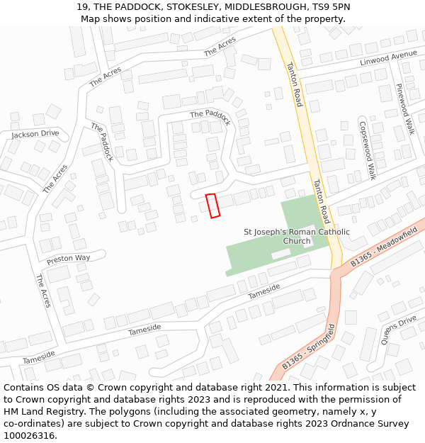 19, THE PADDOCK, STOKESLEY, MIDDLESBROUGH, TS9 5PN: Location map and indicative extent of plot