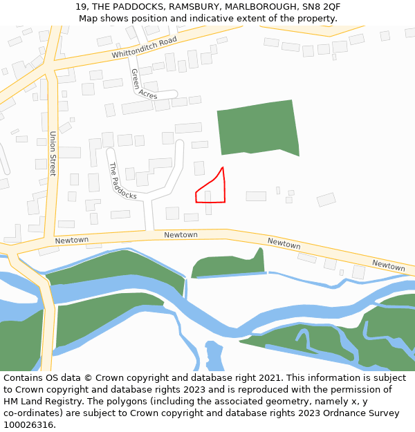 19, THE PADDOCKS, RAMSBURY, MARLBOROUGH, SN8 2QF: Location map and indicative extent of plot