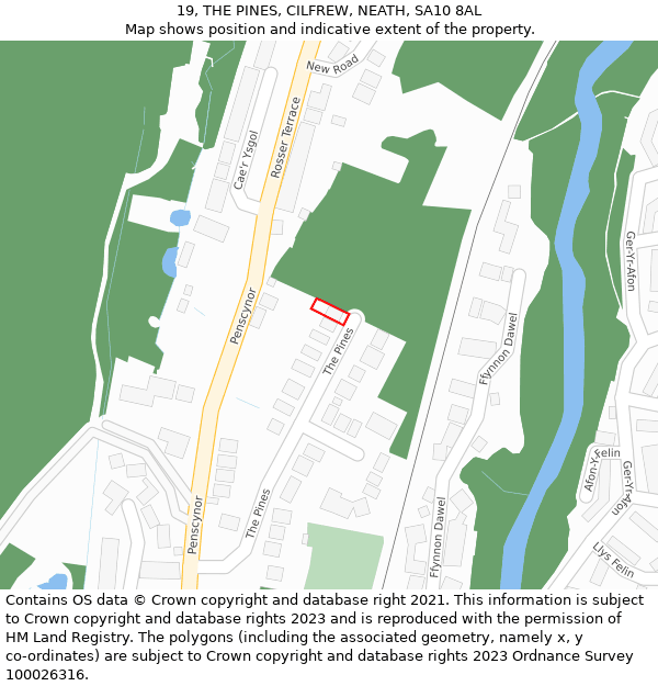 19, THE PINES, CILFREW, NEATH, SA10 8AL: Location map and indicative extent of plot