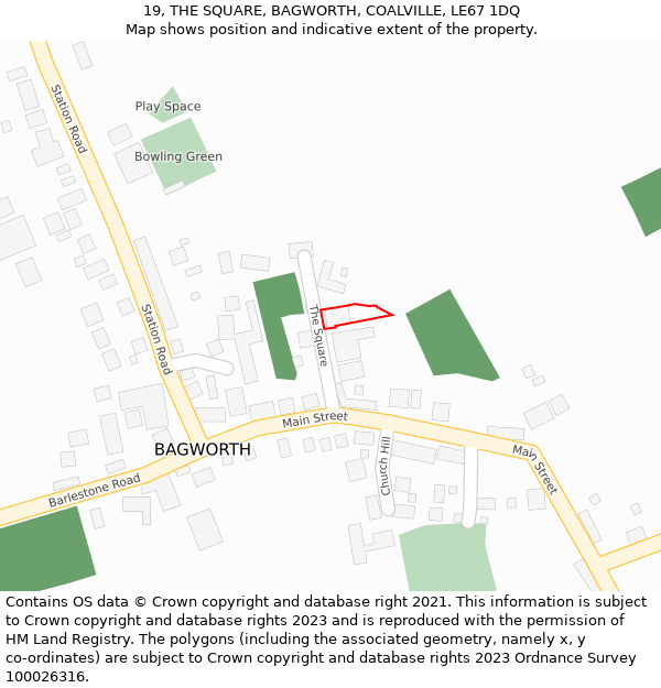 19, THE SQUARE, BAGWORTH, COALVILLE, LE67 1DQ: Location map and indicative extent of plot