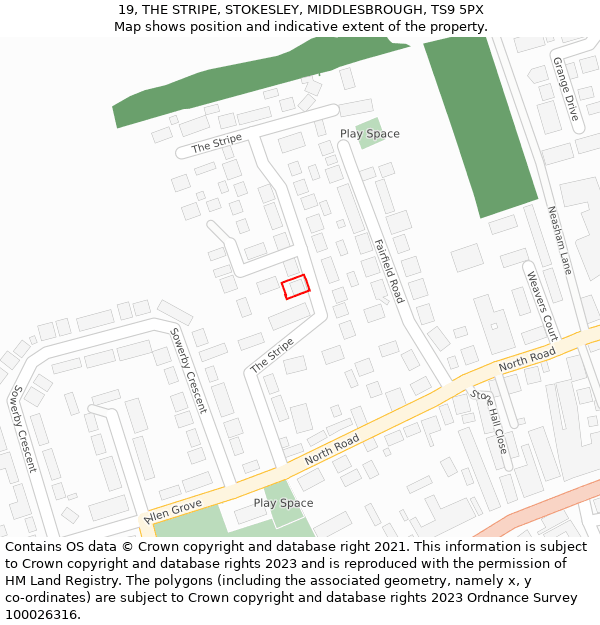 19, THE STRIPE, STOKESLEY, MIDDLESBROUGH, TS9 5PX: Location map and indicative extent of plot