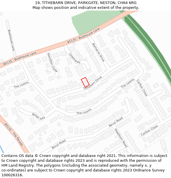 19, TITHEBARN DRIVE, PARKGATE, NESTON, CH64 6RG: Location map and indicative extent of plot