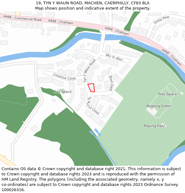 19, TYN Y WAUN ROAD, MACHEN, CAERPHILLY, CF83 8LA: Location map and indicative extent of plot