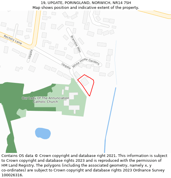 19, UPGATE, PORINGLAND, NORWICH, NR14 7SH: Location map and indicative extent of plot