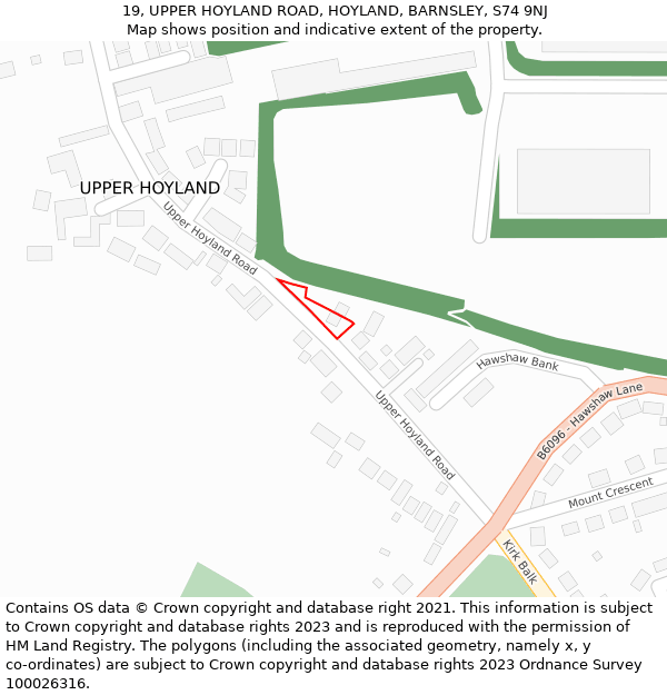 19, UPPER HOYLAND ROAD, HOYLAND, BARNSLEY, S74 9NJ: Location map and indicative extent of plot