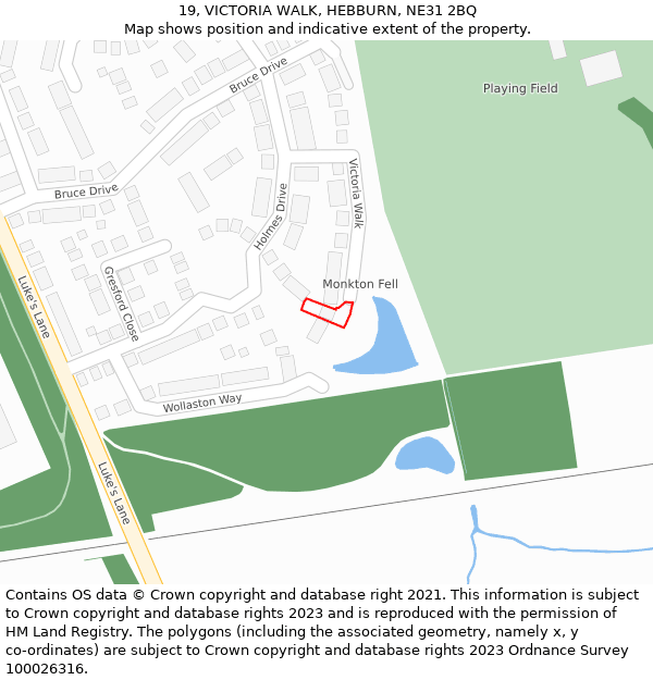 19, VICTORIA WALK, HEBBURN, NE31 2BQ: Location map and indicative extent of plot