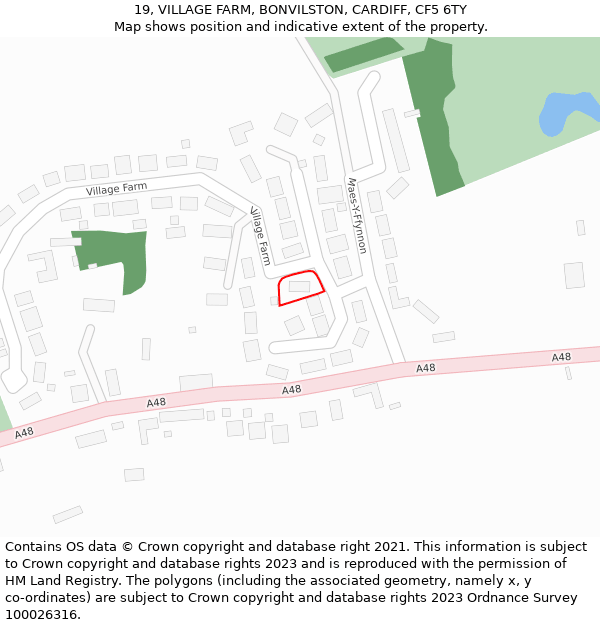 19, VILLAGE FARM, BONVILSTON, CARDIFF, CF5 6TY: Location map and indicative extent of plot