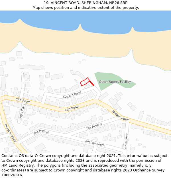 19, VINCENT ROAD, SHERINGHAM, NR26 8BP: Location map and indicative extent of plot